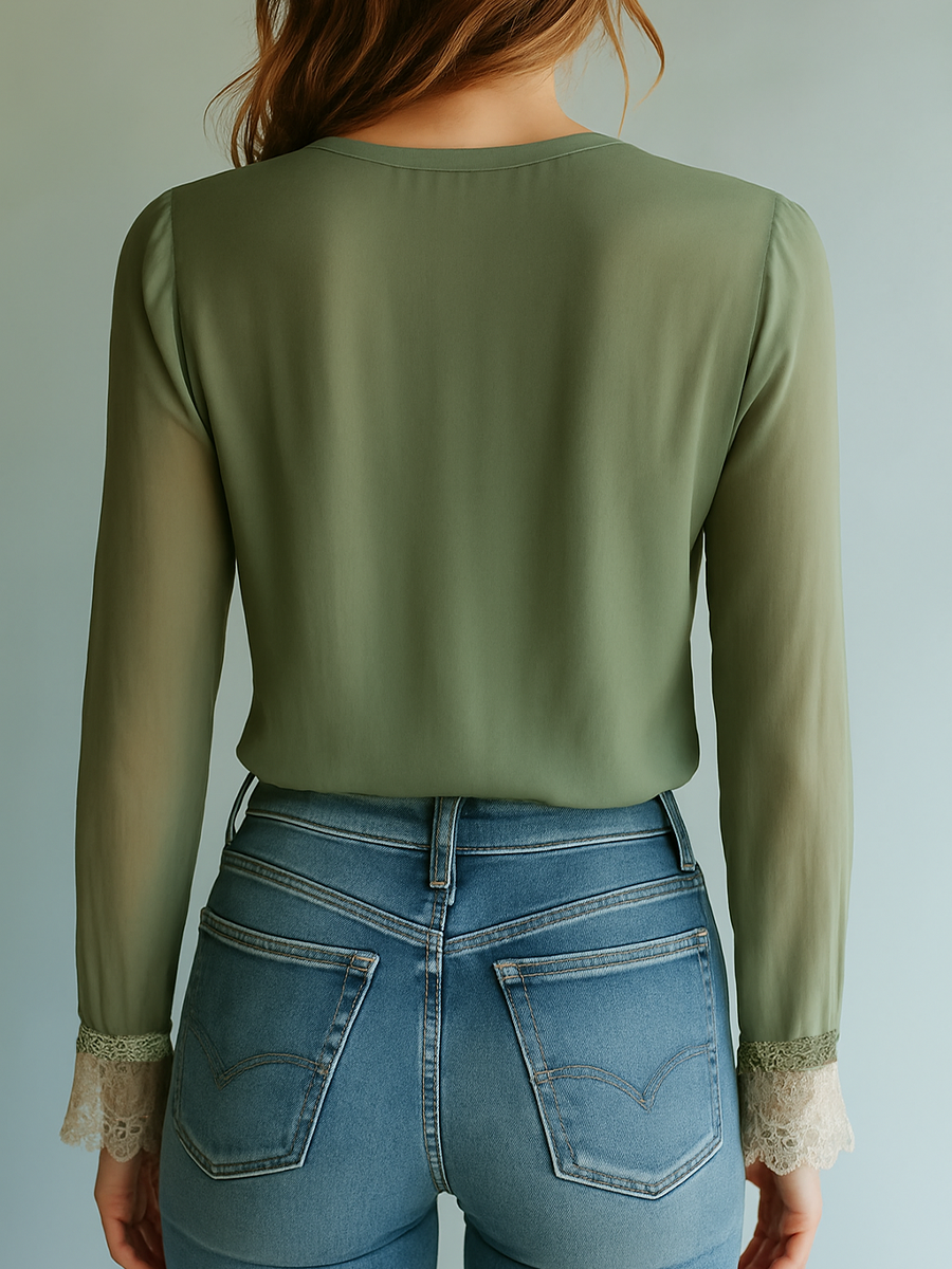 GRETA | Blusa Bordada Floral en Verde