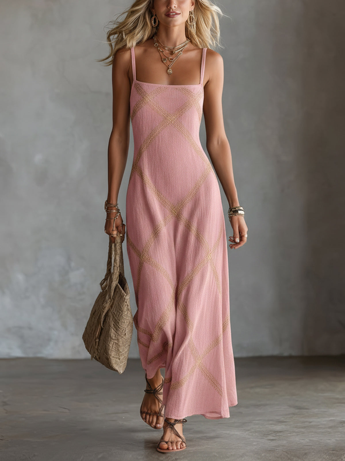 TANIA | Vestido Geométrico Negro Camel