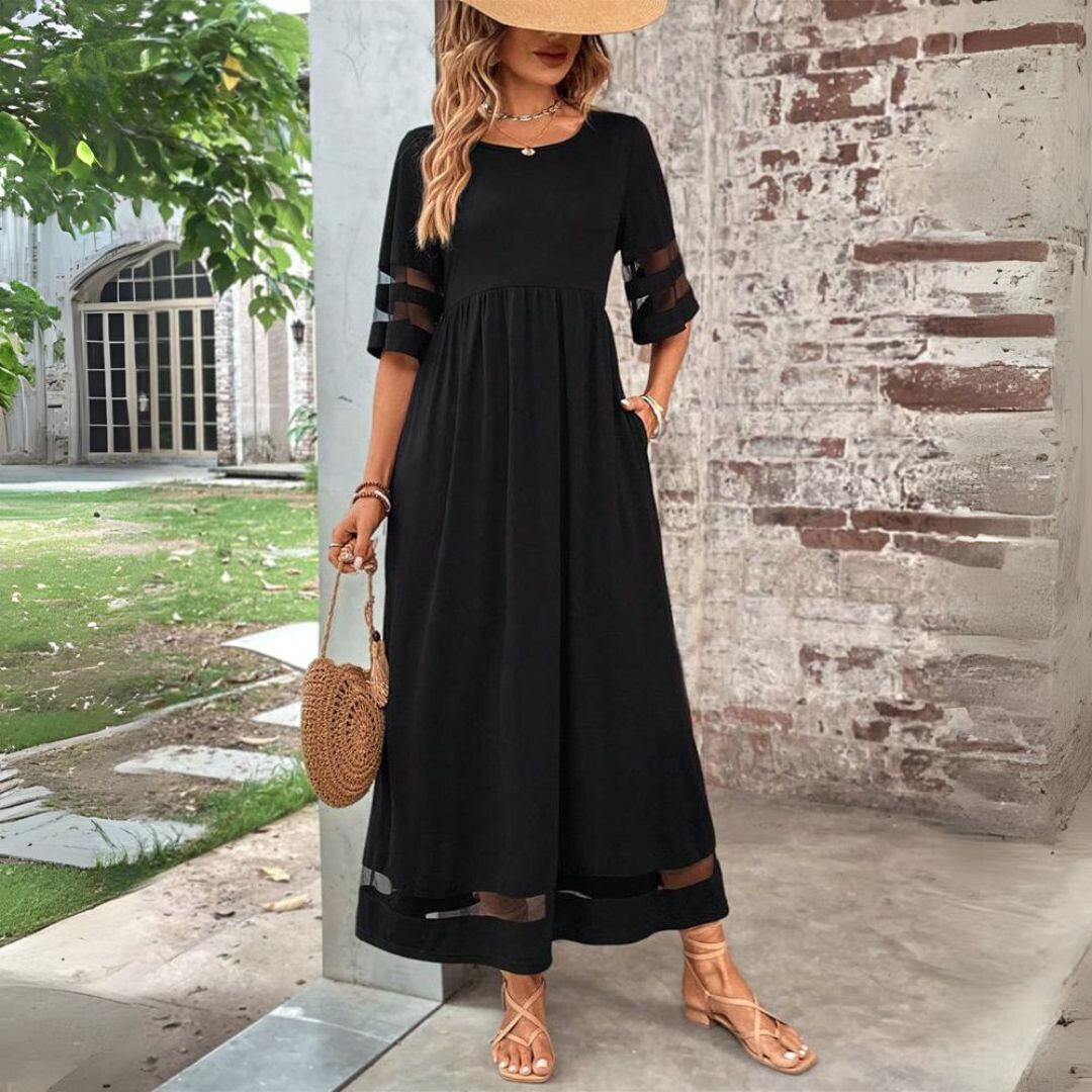 IDOIA | Vestido sin Mangas con Bolsillos y Bordado Floral