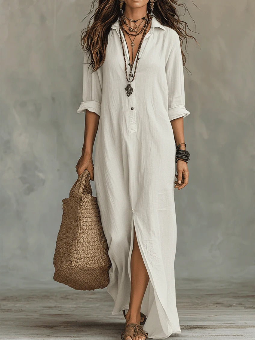 GRECIA | Vestido maxi negro con botones