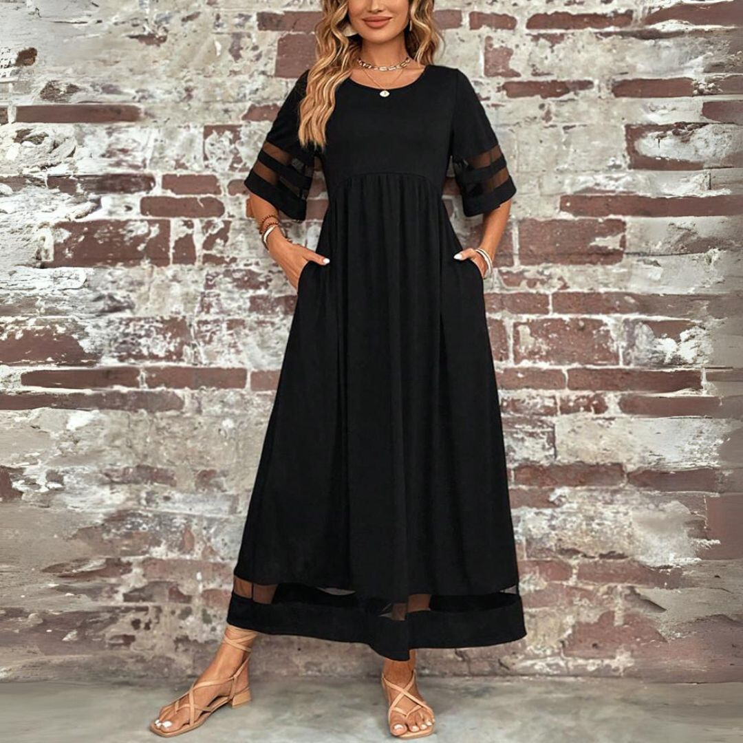 IDOIA | Vestido sin Mangas con Bolsillos y Bordado Floral