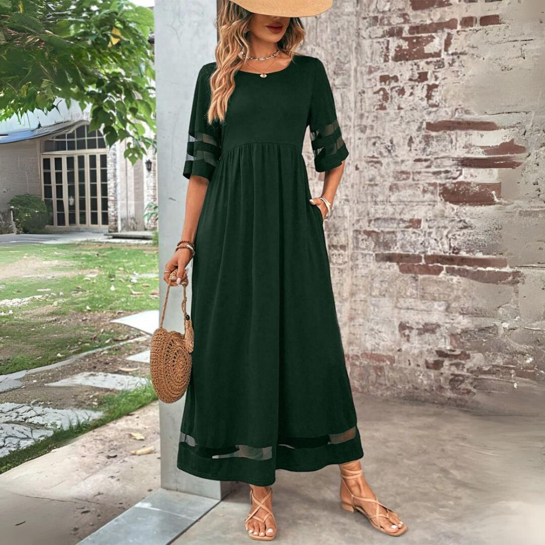 IDOIA | Vestido sin Mangas con Bolsillos y Bordado Floral