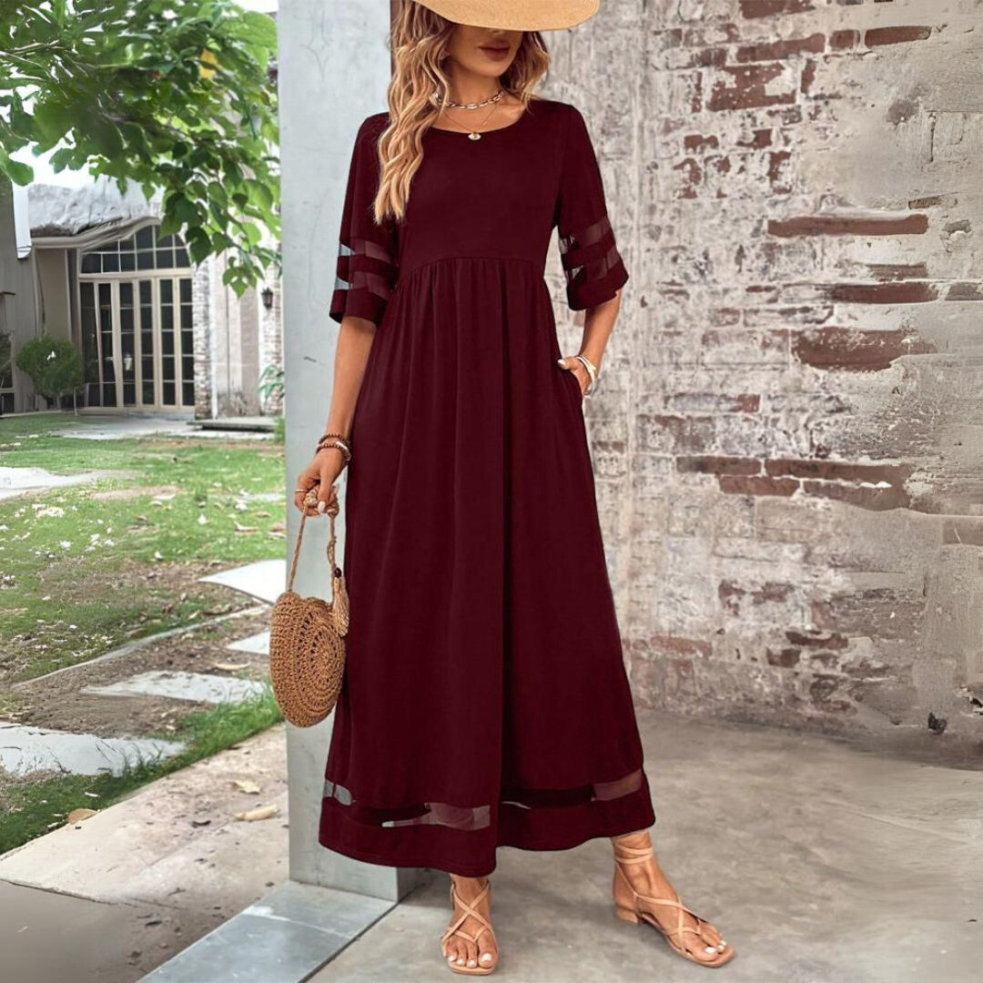 IDOIA | Vestido sin Mangas con Bolsillos y Bordado Floral