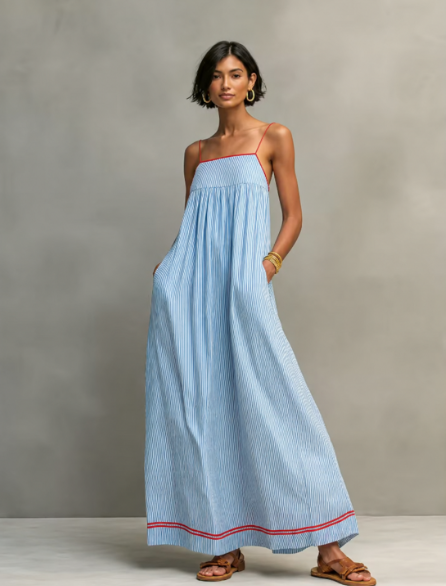 CELESTE | Vestido Maxi Fruncido con Espalda Descubierta