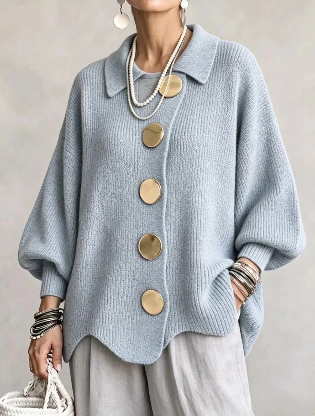 COLETTE | Cárdigan Oversize con botones Dorados