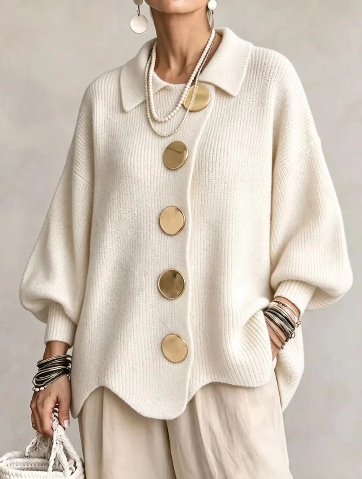 COLETTE | Cárdigan Oversize con botones Dorados