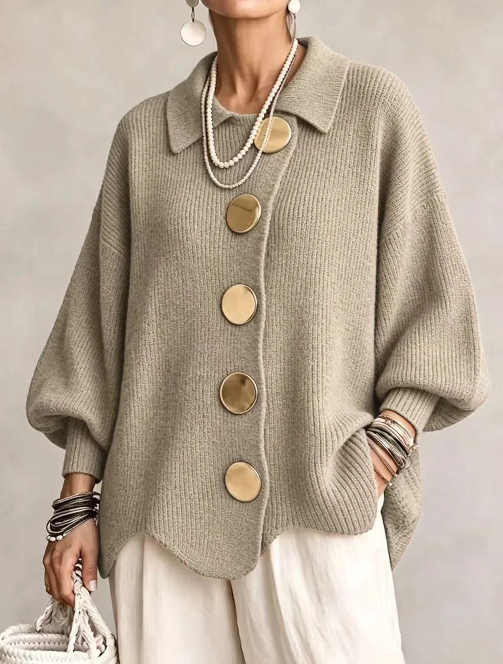 COLETTE | Cárdigan Oversize con botones Dorados