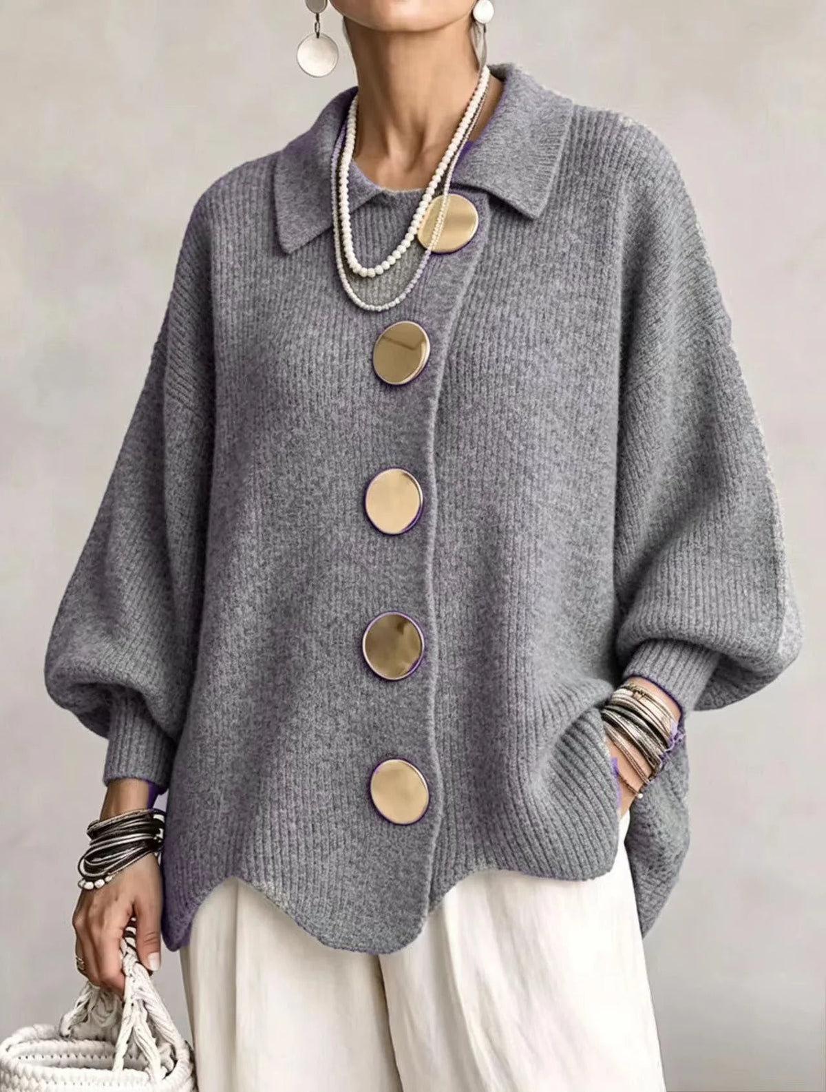 COLETTE | Cárdigan Oversize con botones Dorados