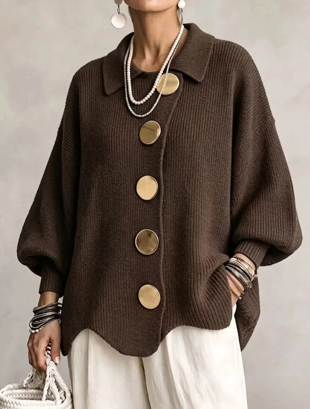 COLETTE | Cárdigan Oversize con botones Dorados