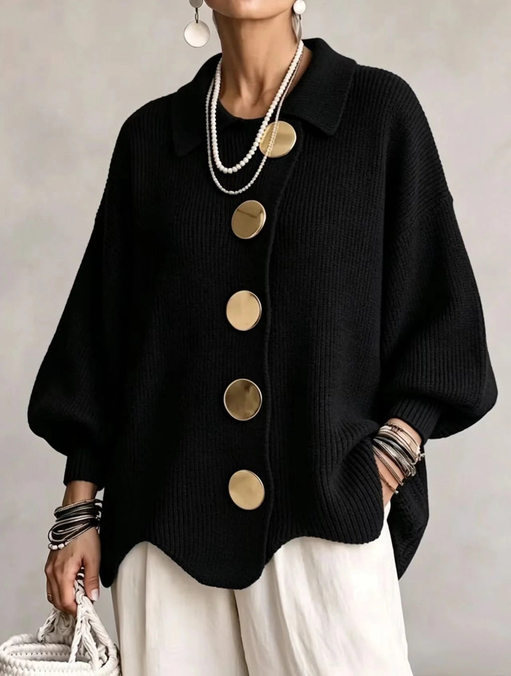COLETTE | Cárdigan Oversize con botones Dorados