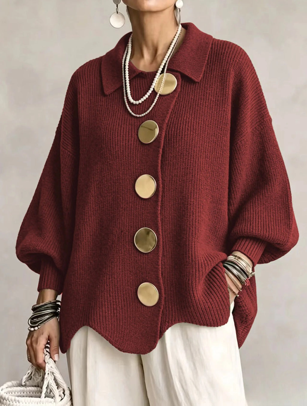 COLETTE | Cárdigan Oversize con botones Dorados