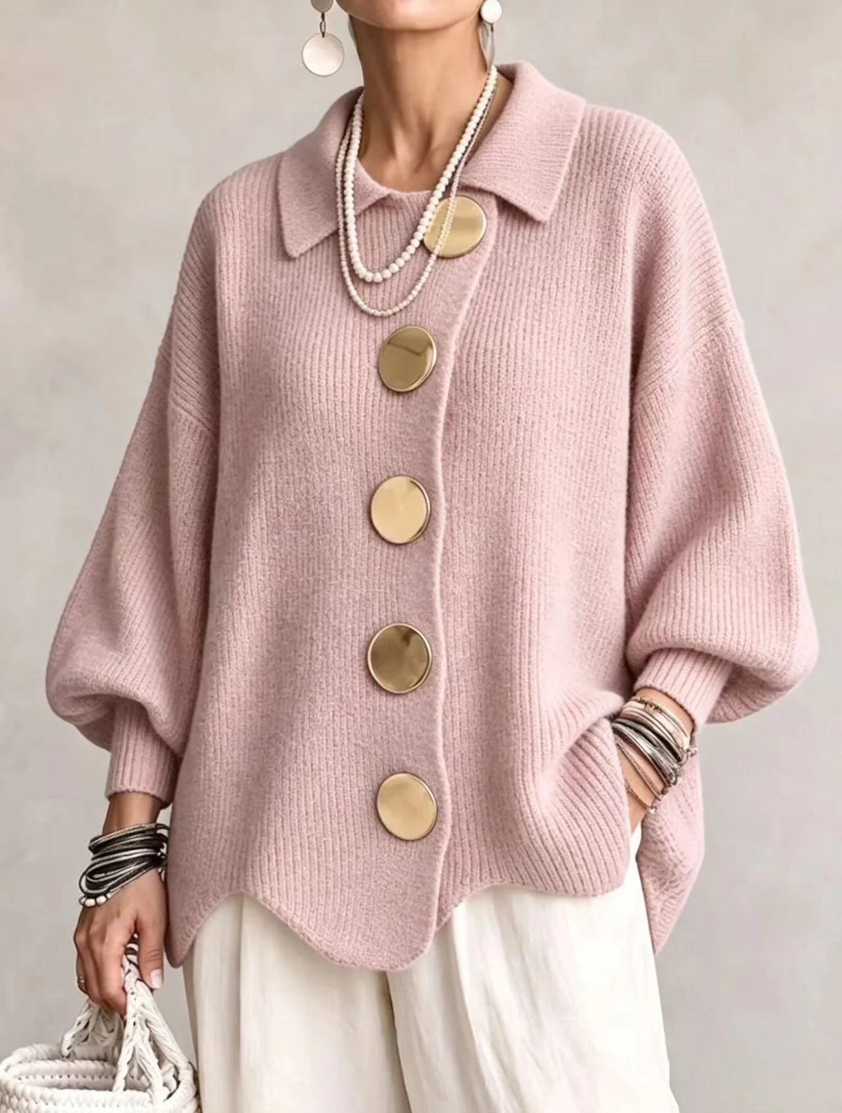 COLETTE | Cárdigan Oversize con botones Dorados