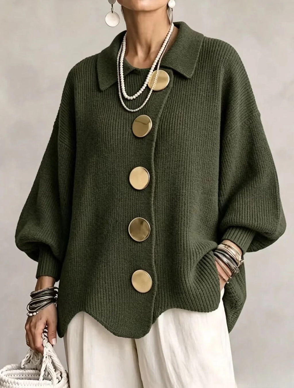 COLETTE | Cárdigan Oversize con botones Dorados