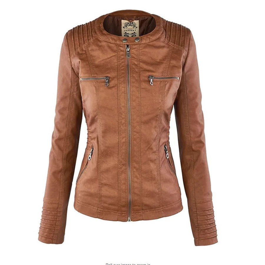 FLAVIA | Chaqueta Efecto Cuero con Capucha Desmontable