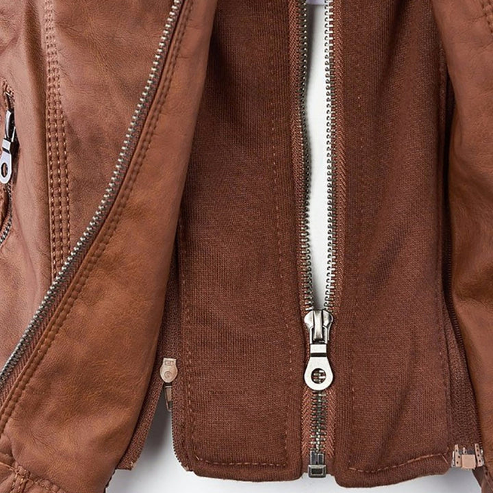 FLAVIA | Chaqueta Efecto Cuero con Capucha Desmontable