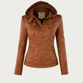 FLAVIA | Chaqueta Efecto Cuero con Capucha Desmontable