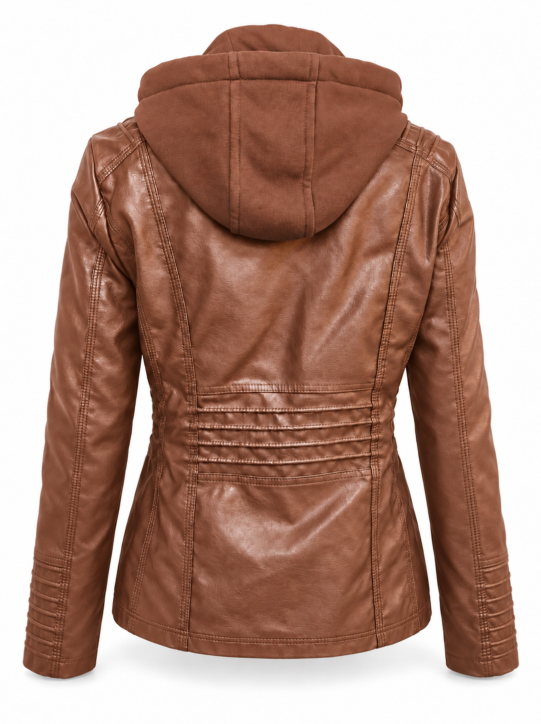 FLAVIA | Chaqueta Efecto Cuero con Capucha Desmontable