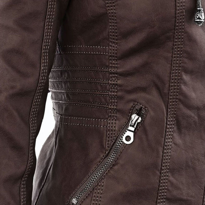 FLAVIA | Chaqueta Efecto Cuero con Capucha Desmontable