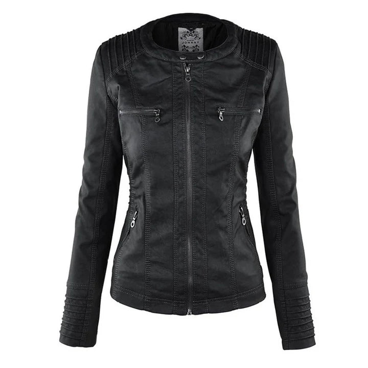 FLAVIA | Chaqueta Efecto Cuero con Capucha Desmontable