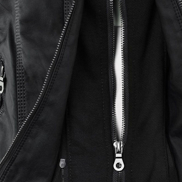 FLAVIA | Chaqueta Efecto Cuero con Capucha Desmontable