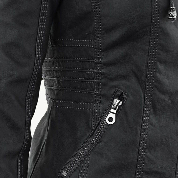 FLAVIA | Chaqueta Efecto Cuero con Capucha Desmontable