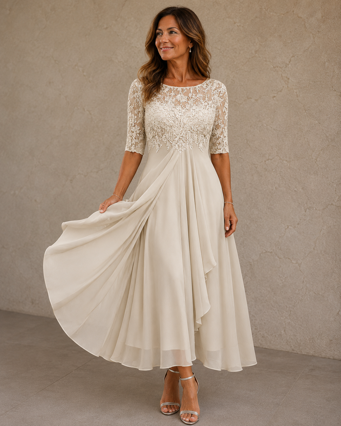 ABELLA | Vestido de Encaje y Chiffón