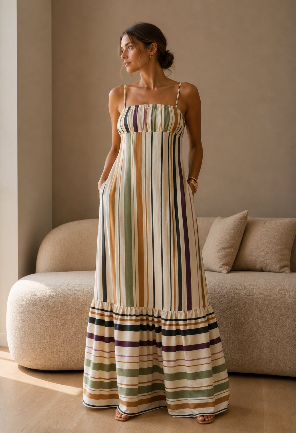 IRENE | Vestido Largo a Rayas