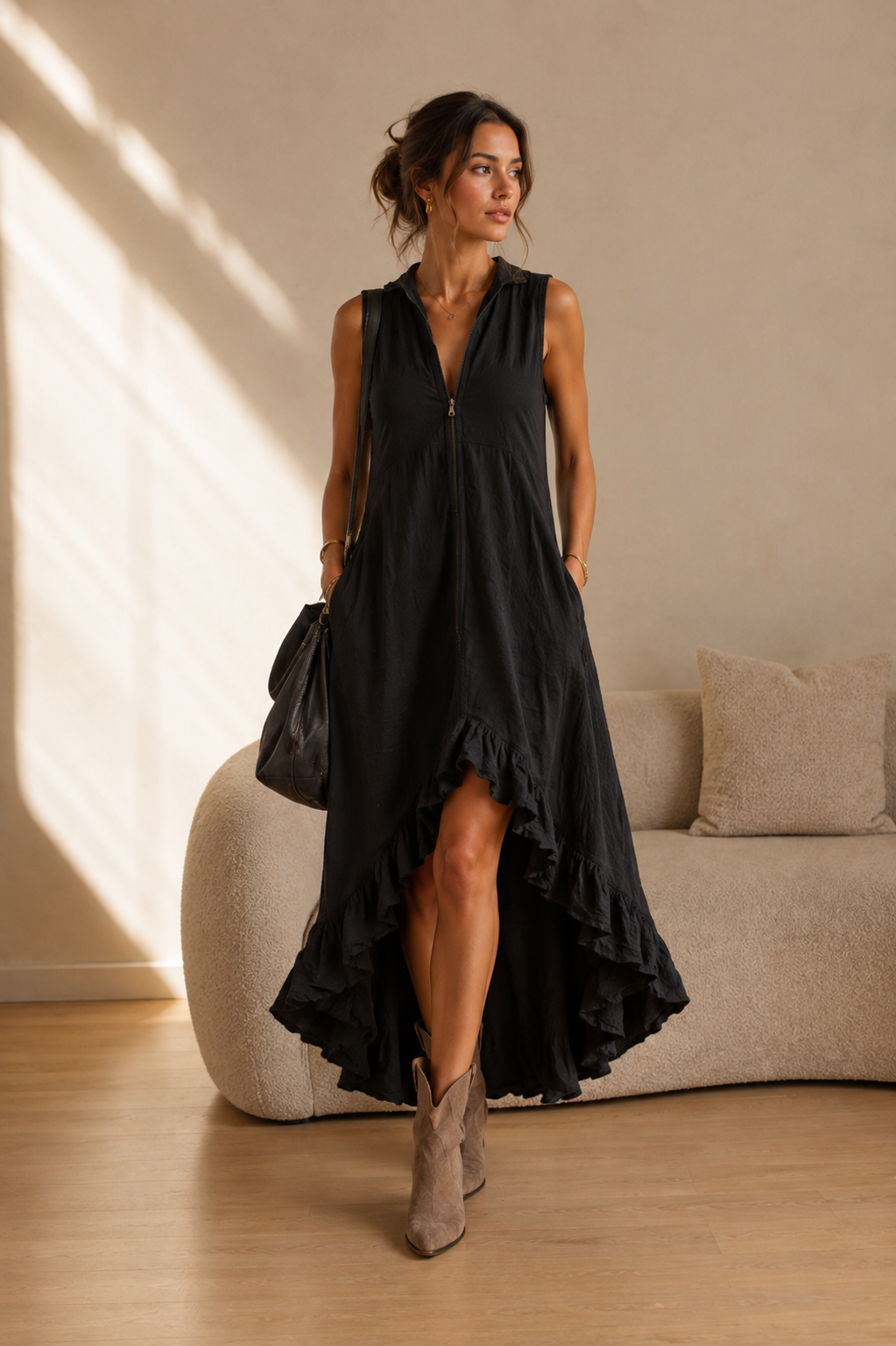 ANA | Minivestido tulipán con cremallera frontal