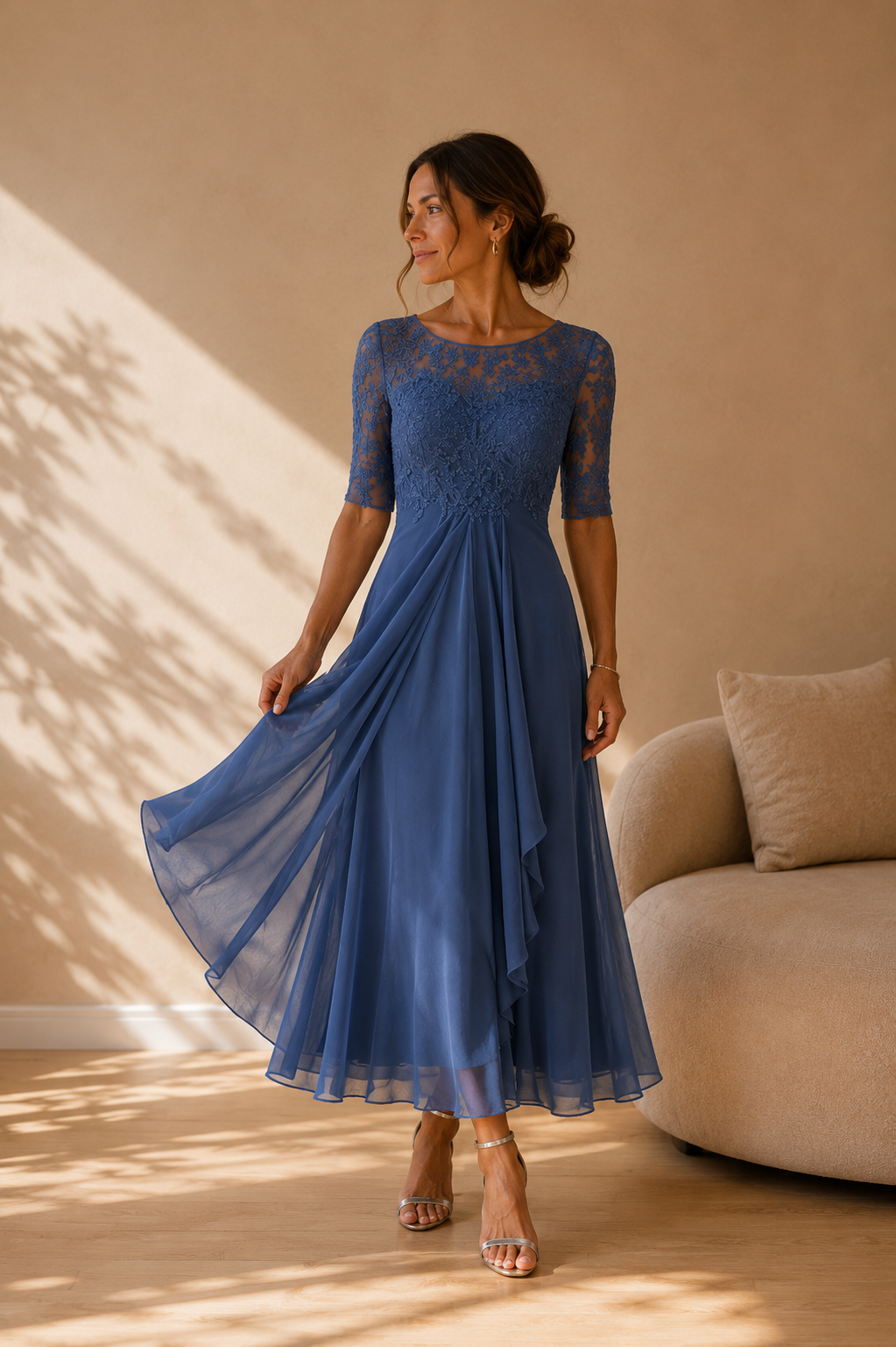 ABELLA | Vestido de Encaje y Chiffón