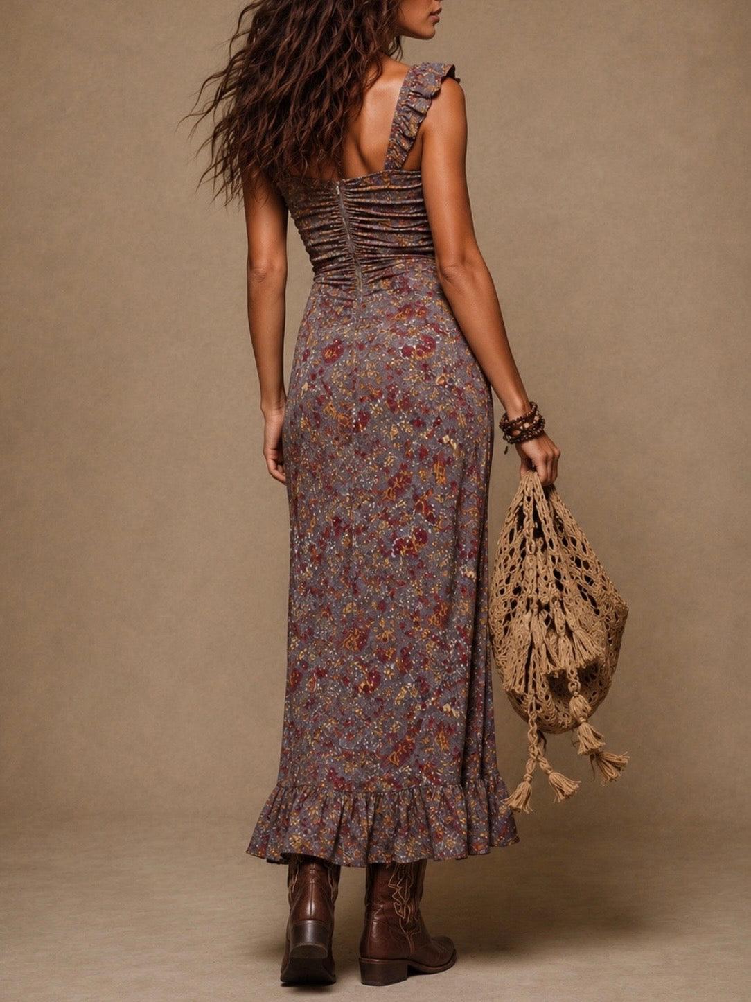 NOLWENN | Vestido Largo Floral con Abertura Lateral