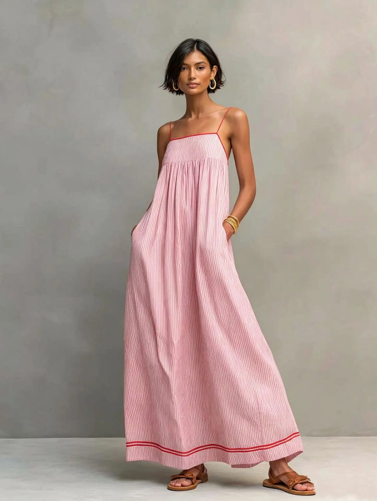 CELESTE | Vestido Maxi Fruncido con Espalda Descubierta