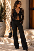 BRUNA | Top de Malla con Flores de Terciopelo