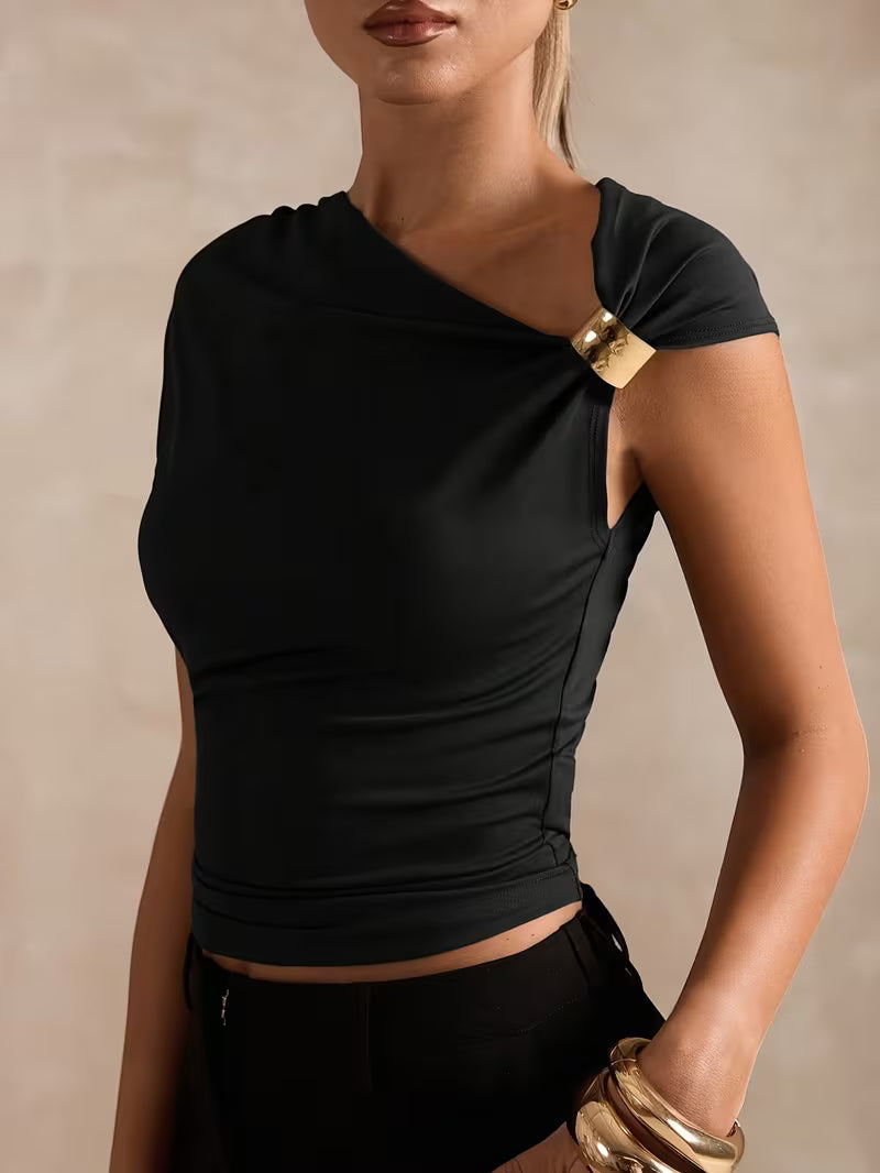 OLIMPIA | Top Asimétrico con Detalle Metálico